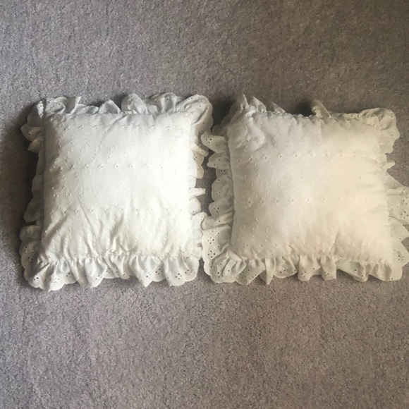 white eyelet throw pillows